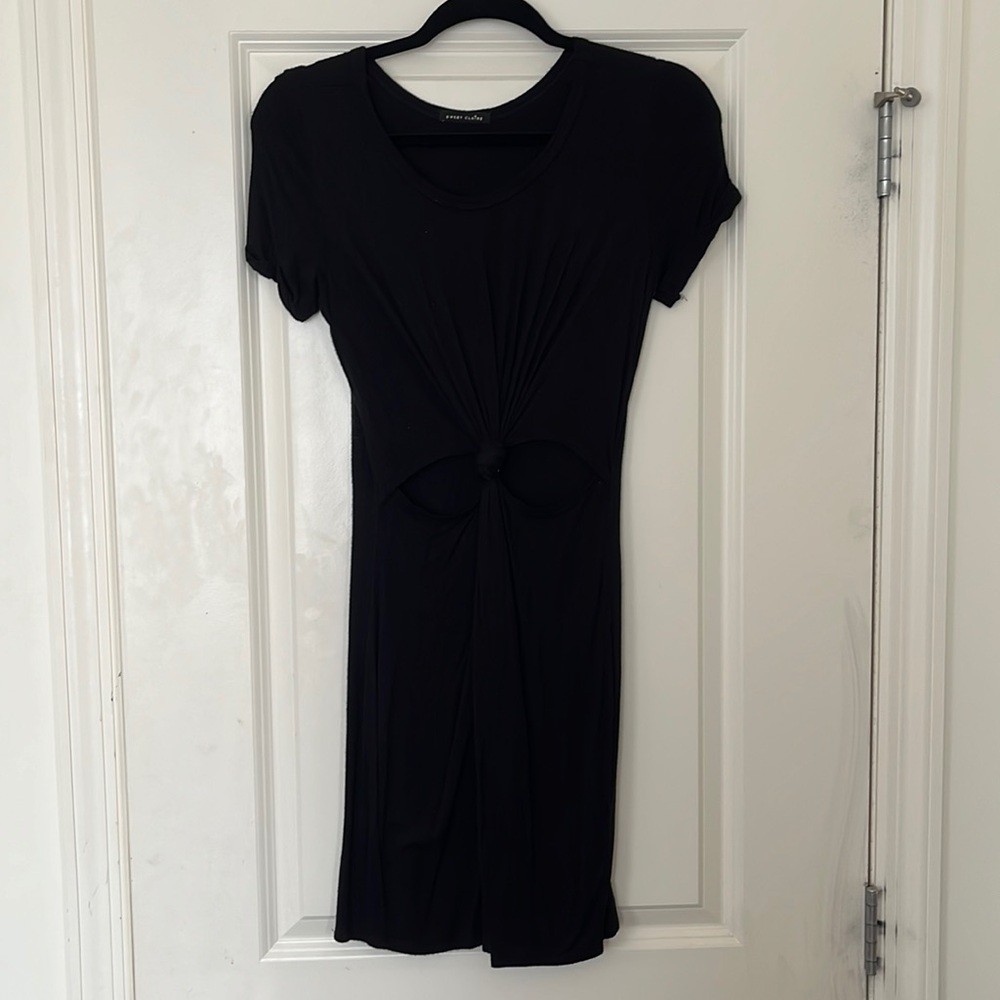 Black dress with slits in the stomach